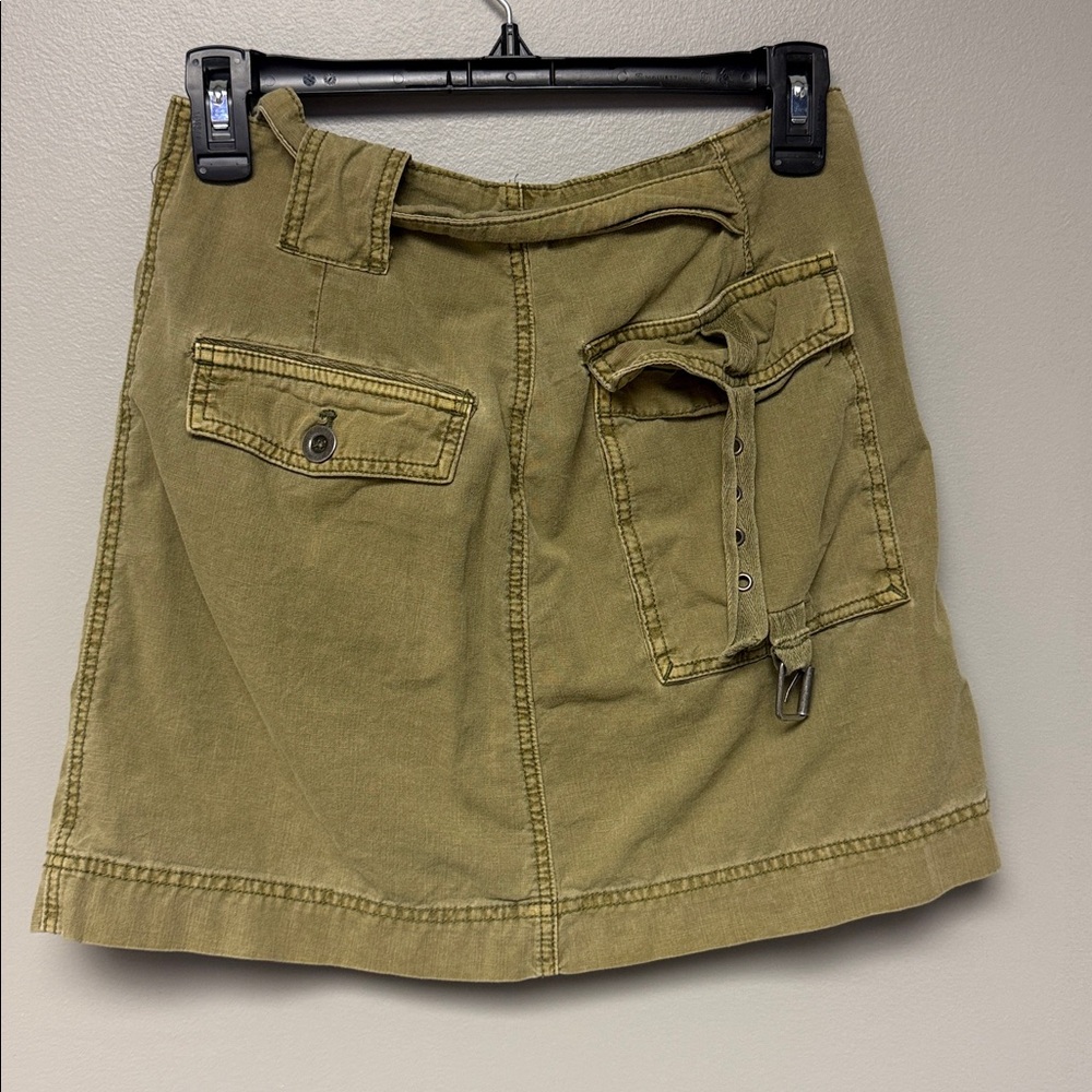 Free People Cotton Mini Skirt Size 4 Tan Utility Belted Pocket